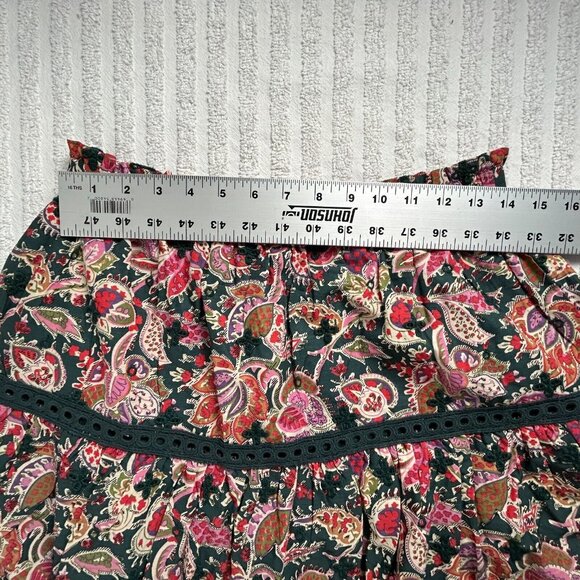 New Jennifer & Grace Elastic Waist Mini Skirt Medium Green Paisley CT2481M $69 - Picture 7 of 9